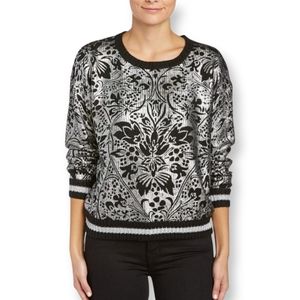 Revolve MINKPINK Silver/Black Jacquard sweater.